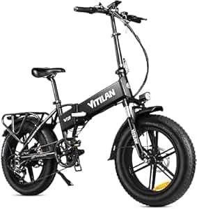 VITILAN V3 2.0 Folding Electric Bike, 1200W Ebike with 48V 13Ah Battery, 40+ Miles Long Range, 20 Inches Fat Tires, Max 28MPH High-Speed Electric Bicycle for Adults, Fast Commuting (Black)