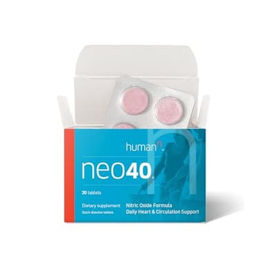Neo40, Daily Heart and Circulation Support, Nitric Oxide Formula, Dietary Supplement, Quick Dissolve 30 Tablets