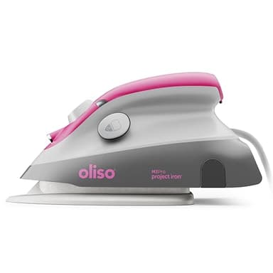 Oliso M3Pro Project Steam Iron with Solemate - for Sewing, Quilting, Crafting, and Travel | 1000 Watt Ceramic Soleplate Steam Iron | Raspberry