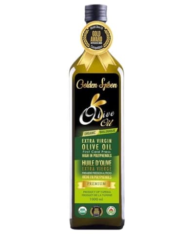 Golden Spoon Organic Extra Virgin Olive Oil 1L - Glass Bottle - Premium Quality - Cold Pressed, High Polyphenols, - Gold Medal Winner – Less than 0,18% Acidity - 0% Cholesterol – 100% Natural 1 Litres USDA and Canada certified Organic, Non-GMO - Product of Tunisia - Distributed by Canadian Supplier Use Everyday