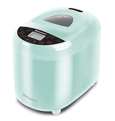 Elite Gourmet Programmable Bread Maker, 2 lb Loaf, 3 Sizes, 19 Presets incl. Gluten-Free, Dough & Jam, Delay Timer, Mint