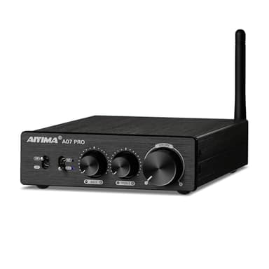 [Upgraded] AIYIMA A07 Pro TPA3255 Power Amplifier Bluetooth 5.2 300Wx2 HiFi Class D Stereo Digital Audio Amp 2.0 Sound Amplifier with Bass Treble Control& Line Output + Power Adapter