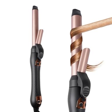 LANDOT Automatic Rotating Curling Iron 1-inch: Easy-to-use Auto Hair Curler Long Barrel for All Hair Types - Ceramic Self Curling Wand Salon Quality Curls and Waves - Adjustable Temperature Dual Voltage