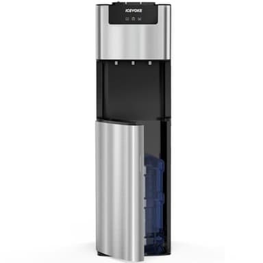 ICEVOKE Self-Cleaning Bottom Loading Water Cooler Water Dispenser for 3 or 5 Gallon Bottles - Hot, Room & Cold Water, Child-Safety Lock, for Home/Kitchen/Office