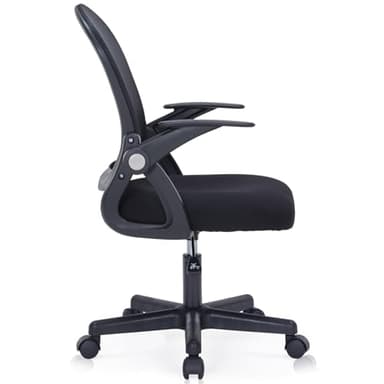 Ergonomic Small Office Chair with Flip up Armrests Mid Back Task Chair with Lumbar Support Mesh Computer Chair for Conference Room (Black)