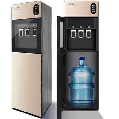 Bottom Loading Water Dispenser – No Lifting Required, 3 Temperature (Hot/Cold/Room), Fits 3 & 5 Gallon Bottles, Easy 3-Button Operation, Ideal for Home & Office, UL/Energy Star Approved (Gold)