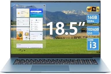 SGIN 18.5 Inch Laptops Computer 16GB RAM 1024GB SSD Ordinateur Portable, Win 11 Laptop Core i3 Processor, 180° Open Angle, Type-C, 8000mAh, WiFi 6, HDMI, for Business and Students(Gray)