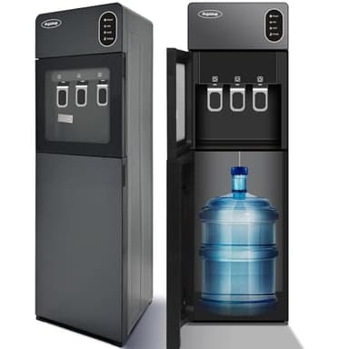 Bottom Loading Water Dispenser – No Lifting Required, 3 Temperature (Hot/Cold/Room), Fits 3 & 5 Gallon Bottles, Easy 3-Button Operation, Ideal for Home & Office, UL/Energy Star Approved /Grey01