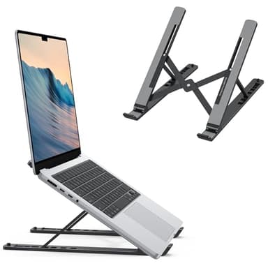 Laptop Stand, OMOTON Laptop Stand for Desk Ergonomic 7-Levels Angles Adjustable Computer Stand, Portable ABS Laptop Riser Holder Compatible with All Laptops and iPad（10-15.6"） (Black)