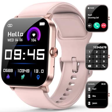 Smart Watch for Women, 1.85" HD Touchscreen Fitness Tracker with Bluetooth Calling, Fitness Watch with Heart Rate/120+ Sports, IP68 Waterproof Smartwatch for Android iOS (Pink)