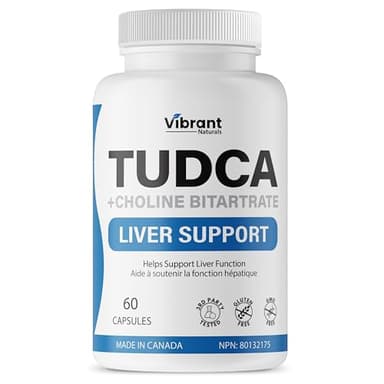 TUDCA Bile Salts Liver Health Supplement, Liver Detox & Cleanse with Choline Bitartrate, 60 Capsules, 250mg TUDCA Supplement, Gluten Free, 3rd Party Tested, Made In Canada