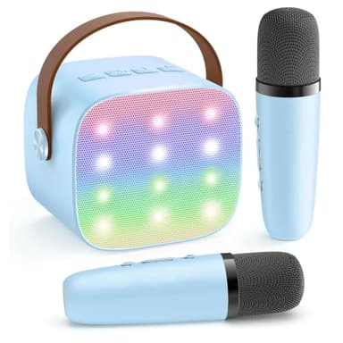 YLL Mini Karaoke Machine for Kids Adults, Bluetooth Speaker with 2 Wireless Microphones, TOP Christmas Birthday Gifts Toys for Girls Ages 3, 4, 5, 6, 7, 8, 9,10,11,12+ Years Old Toddler(Blue)