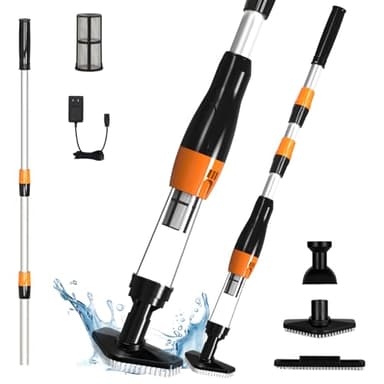 4 in 1 Cordless Rechargeable Small Pool Vacuum spa hot tub 90 Mins Running Time, 12 Gallons/Min Powerful Suction