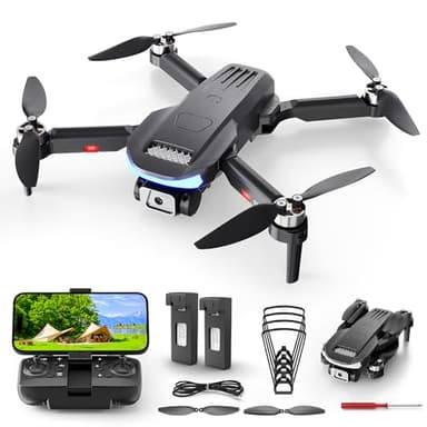 Drone with Camera for Adults 4K, B15 Foldable RC FPV Quadcopter with 2 Batteries, 30+ Mins Flight Time, 1650ft Long Range, Brushless Motor, Waypoint Fly, 3D Flip, Under 249g, for Adults & Beginners