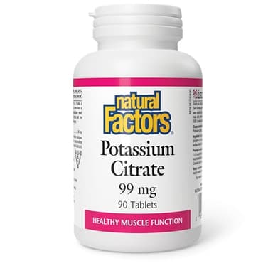 Natural Factors Potassium Citrate 99 mg, 90 Tablets, Proudly Canadian