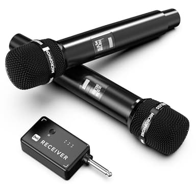 Wireless Microphone, Wireless Mic with One-to-One Chip Connection, 40H Rechargeable Battery, 200FT Range, Plug and Play, Ergonomic Design,Less Latency Microphone for Singing, Speech, Party