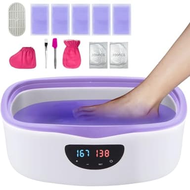 5000ml Large Capacity Paraffin Wax Machine for Hands and Feet, 213Pcs Complete Paraffin Bath Set with Real Lavender Buds Infused Wax (5 x 350g), Temperature Control Paraffin Wax Kit for Women & Men