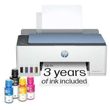 HP Smart Tank 5102 Wireless All-in-One Refillable Printer, Scanner, Copier with up to 3 Years of Ink Included, Best for Home, Cartridge-Free (4A8D0A)