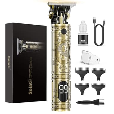 Hair Clippers for Men, Professional Electric Haircut Kit, Zero Gapped Clippers, Beard Trimmer Cordless Rechargeable T-Blade Hair clipper (Gold)