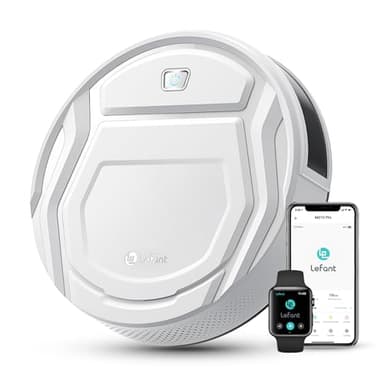 Lefant M210 Pro Robot Vacuum Cleaner, Strong Suction, Slim Design, Self-Charging Robotic Vacuum, Remote/App/Voice Control, Schedule Clean, Ideal for Pet Hair & Hard Floor, White
