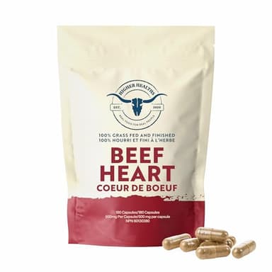 Higher Healths Beef Heart - Antioxidant Abundance -100% Canadian Beef - 180 Capsules Bag