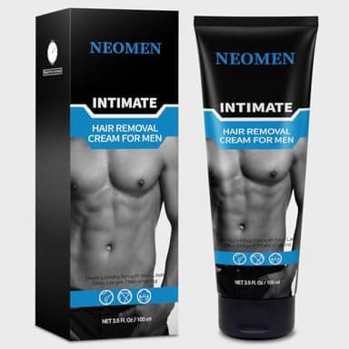 NEOMEN Hair Removal Cream for Men: Body Hair Remover for Men’s Intimate and Private Areas - Upgraded Formula Suitable for Sensitive and All Skin Types - 3.5 Fl. Oz