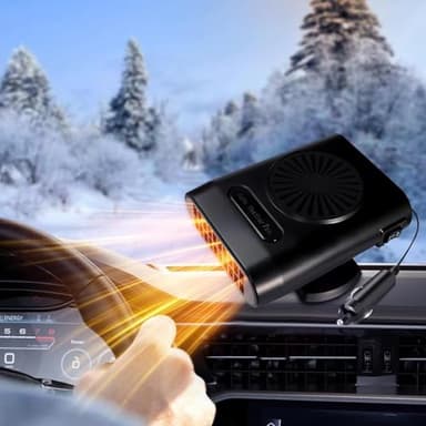 Car Heater,Portable Car Heater & Defroster, Windshield Defogger,12V Car Heater that Plugs into Cigarette Lighter,200W Defroster for Car Windshield (Black&Black)