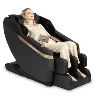 Real Relax Massage Chair Zero Gravity Full Body Airbags, 8 Fixed Points Massage Rollers with 6 Auto Modes, Bluetooth, Foot Rollers, Black