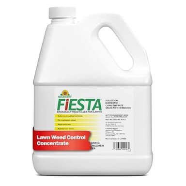 Fiesta Broadleaf Weed Killer for Lawns, Controls Dandelion, White Clover, & More & See Result within Hours. People & Pets Can Enter Treated Area when Spray Dries, Made with Iron, Rainfast in 3 Hours.