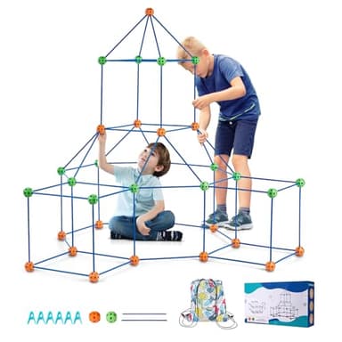 VEVOR Fort Building Kit for Kids, 120PCS STEM Building Toys, Educational Gift for 3+ Year Old Boys & Girls, Indoor Outdoor Play Tent Builder Set Construction Toys with 80 Rods and 40 Balls