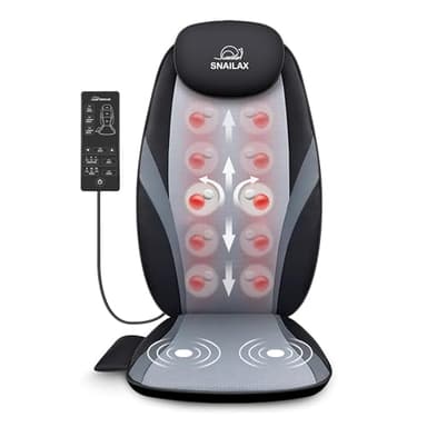 Snailax Shiatsu Back Massager with Heat, Kneading Massage Cushion for Full Back, Deep Tissue Chair Massager for Home Office Use, Birthday Gifts for Women Men