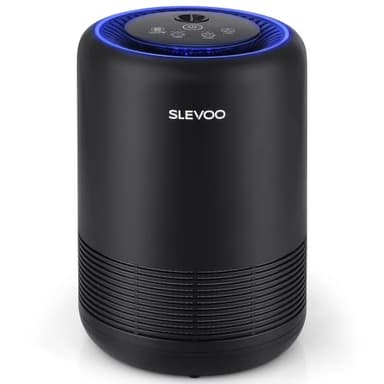 Air Purifiers for Bedroom Pets Smokers in Home, H13 True HEPA Filter Air Cleaner with Fragrance Sponge, Night Light, Timer, Effectively Clean 99.97% Smoke, Pet Dander, Airborne Particles, BS-01 Black