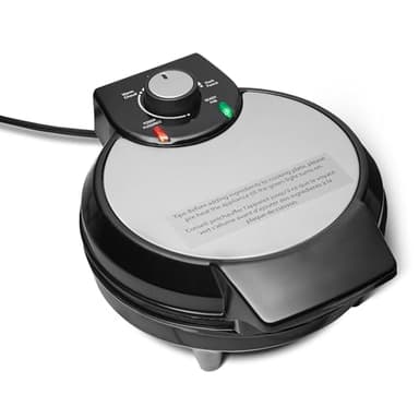 Amazon Basics Belgian Waffle Maker with Round 20.3 cm Ceramic Non-Stick Plate, Browning Control, Black