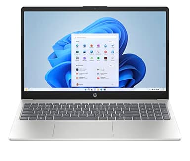 HP 15.6 inch Laptop PC, Intel N100 Processor, 4 GB DDR4, 128GB Storage, Intel UHD Graphics, FHD (1920 x 1080) Display, Windows 11 Home, Copilot Key, Natural Silver (15-fd0016ca)