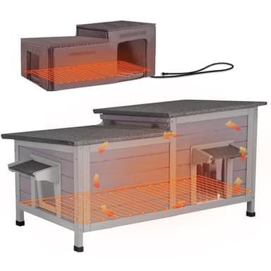 Aivituvin Heated Cat House for Outside Outdoor Cat House Weatherproof Insulated Feral Cat Shelter with Heater and Insulated Liner (Heated cat House)