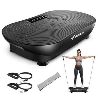 MERACH Vibration Plate Exercise Machine, Vibrating Platform with LED Touch Screen Bluetooth Pull Cord, Full Body Home Exercise Equipment for Women Men