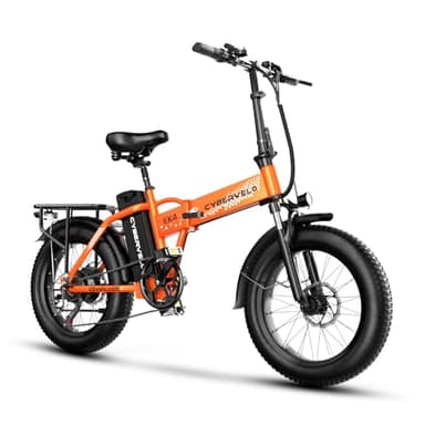1000W Folding Electric Bike, 48V 20.8AH Large Removable Battery E-Bike, 30+MPH, 80 Miles Max Range, 20" Fat Tire Electric Bike for Adults, Adult Electric Bicycles (Orange)