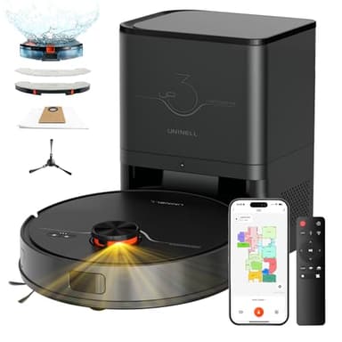 uninell Robot Vacuums and Mop 7000Pa, 180mins Customized Cleaning, 90-Day Self-Emptying, Lidar Navigation, Wi-Fi/App/Alexa/Remote, for Pet, Hard Floor, Carpet