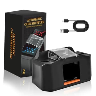 Automatic Card Shuffler,Card Shuffler 2 Deck Rechargeable,Low Noise Card Shuffle Machine,Battery-Operated Electric Shuffler for Poker, UNO, Blackjack, Skip-Bo, Phase 10,Texas Hold'em,Home Card Games