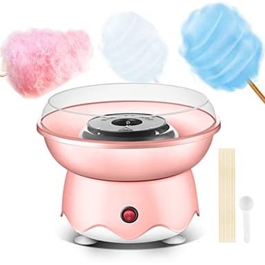 Cotton Candy Machine for Kids,Candy Floss Machine, Portable Mini Electric Cotton Candy Maker Hard Candy Maker Includes 20 Bamboo Sticks & Sugar Scoop (Pink)