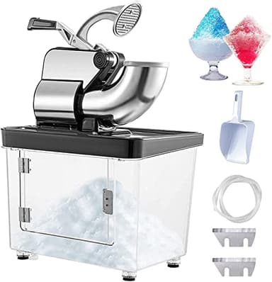 VEVOR 110V Commercial Electric Ice Shaver 440lbs/h, Snow Cone Machine with Dual Blades, Stainless Steel Shaved Ice Machine for School, Church, Restaurants, Bars