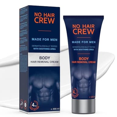 No Hair Crew Body At Home Hair Removal Cream for Manscaping Unwanted Hair with Energizing Ginseng, Premium Depilatory, Painless & Flawless, Made for Men, 200ml