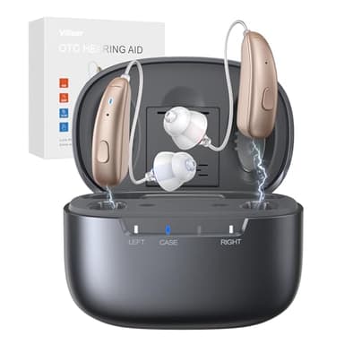 Hearing Aids for Seniors, Rechargeable BTE Hearing Aids for Mild to Moderate Hearing Loss Adults and Seniors - Intelligent Noise Reduction - One-Button Control - Lightweight and Comfortable Wear