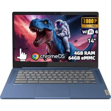 Lenovo IdeaPad Slim 3 Chromebook, 14" FHD Touch Display, 100% sRGB, MediaTek Kompanio 520, 4GB RAM, 64GB eMMC, MicroSD, Wi-Fi 6