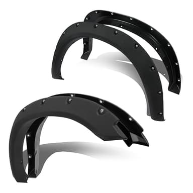 ECOTRIC Fender Flares Compatible with 2009-2010 Dodge Ram 1500/2011-2018 Ram 1500/2019-2023 Ram 1500 Classic Fleetside, Truck Wheel Flares Wheel Cover Textured Black Rivet Style 4Pcs