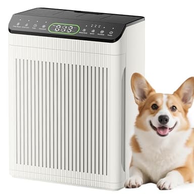 Air Purifiers for Home Large Room up to 2200sq.ft with Washable Filters, EVALIT Air Purifiers for Bedroom with Fragrance, PM 2.5 Display Air Quality Sensor for Smoke Dust Odors, Ivory, 1Pack