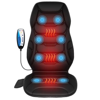 COMFIER Back Massager with Heat,Massage Seat Cushion with 8 Vibration Motors,Chair Massage Pad with Heat for Home Office,Heated Chair Pad,Father‘s Day Gift for Dad