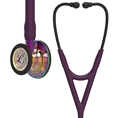 3M Littmann Cardiology IV Diagnostic Stethoscope, 6239, More Than 2X as Loud*, Weighs Less**, Stainless Steel High Polish Rainbow-Finish Chestpiece, 69 cm (27") Plum Tube, Violet Stem, Black Headset
