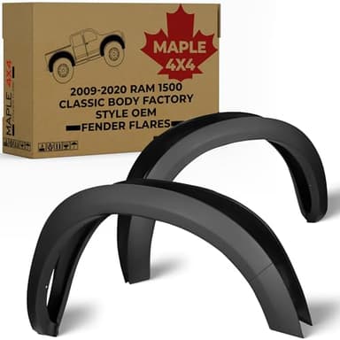 Maple4x4 2009-2018 Compatible with Dodge Ram 1500 Factory Style OEM Fender Flares | Black Paintable Set of 4 (Fits Metal Bumper Only) - OE303