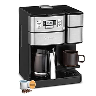 Cuisinart Coffee Center Grind and Brew Plus, Built-in Coffee Grinder, 12-Cup Carafe and Single-Serve Brewer, Black/Silver (SS-GB1C)